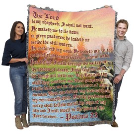 Pure Country Weavers The Lord is My Shepherd 2 Blanket - Scriptures - Psalm 23 - Religious Gift Tapestry Throw Woven from Cotton - Made in The USA (72x54)
