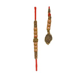 Platinum Collection of DEVIKA Rakhi!SET of Designer Handicrafted Rakhi,Sets for Brother,Bhaiya,Bhai & BHABHI for Raksha Bandhan, Indian Bracelet (set of 2 rakhis)(R BBD)