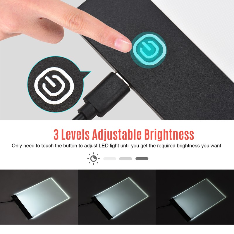 A4 Copyboard Ultra-thin LED Light Pad Adjustable 3 Levels Brightness