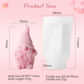 Valentine's Day Candle Mold for Candle Making, 3D Silicone Mold for Resin Casting DIY Plaster Polymer Clay Home Decoration (Gnome)