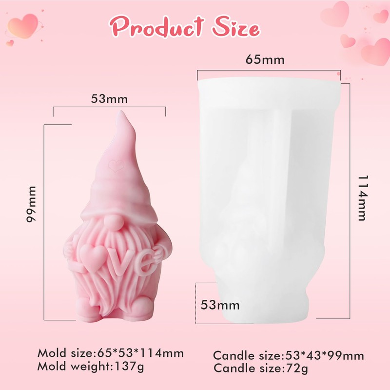 Valentine's Day Candle Mold for Candle Making, 3D Silicone Mold
