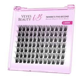 VEYESBEAUTY Lash Clusters Eyelashes Cluster Lashes Extensions Newbie's Five-Second Layered Eyelash Clusters False Eyelashes Wispy Lash Clusters Fluffy Lash Clusters Bomb 14mm Single Length
