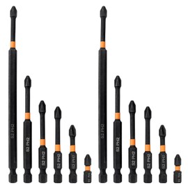 Mesee 12 Piece 1/4 Inch Magnetic Cross Head Screwdriver Bits, PH2 Anti Slip Drill Bits, Phillips Screwdriver Bits, for Power Screwdriver Drill Bits 25-150 mm Length