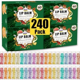 AZEN - Paquete de 240 bálsamos labiales, bálsamo labial natural a granel, producto para el cuidado de los labios, bálsamos labiales hidratantes para l