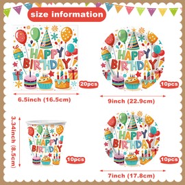 50 Piece Party Tableware Set, Children's Birthday Tableware Set, Party Tableware Birthday, Children's Birthday Decoration with Plates, Cups, Napkins, Tablecloth, Straws, Party Tableware for 10 Guests