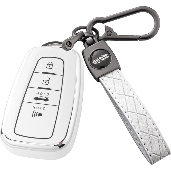 Flensent Key Fob Cover with Keychain for Toyota Highlander RAV4