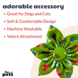 Huxley & Kent Pet Pinwheel | Garden Party (Large) | Collar Accessory for Dogs/Cats | Bow Collar Attachment | Cute, Comfortable Accessory | H&K Pinwheel for Pets