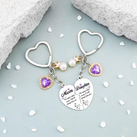 Mom Gifts from Daughter Son Mother Daughter Heart Matching Keyring Mom Birthday Presents for Mothers Day Christmas Valentines Day Birthday 2Pcs Hearts Keyrings Jewelry