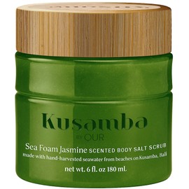 SeaFoam Jasmine Exfoliating Body Scrub 6oz, Gentle Shower Scrub with Kusamba Salt, Coconut & Olive Oil for Soft, Radiant, Daily Nourished Skin, Kusamba by QUR