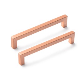 Aibeli 10 Pack Red Copper Cabinet Handles 6.3 inch Hole Centers Stainless Steel Drawer Pulls Square Cabinet Pulls Cupboard Handles Dresser Knobs Kitchen Cabinet Hardware