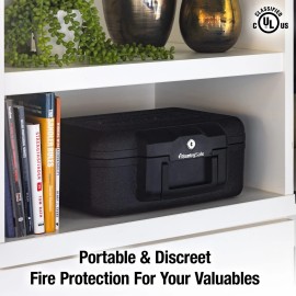 SentrySafe Fireproof Money Safe with Key Lock, Black Lock Box with Portable Carrying Han...