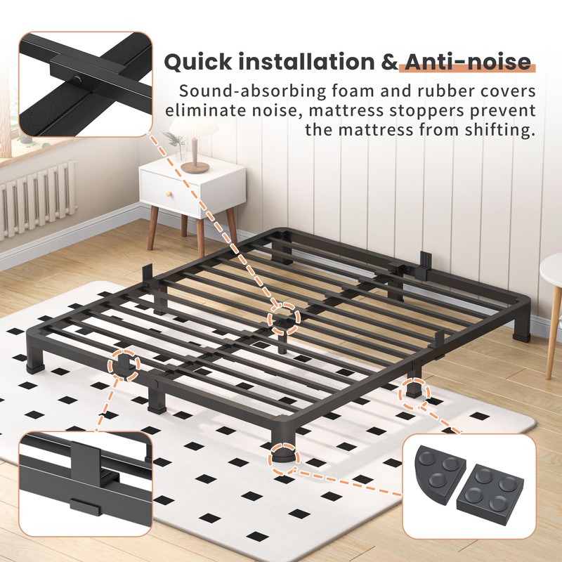 VIPSHOW 4 Inch Queen Heavy Duty 3500 lbs Bed Frame