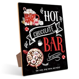 Hot Cocoa Bar, Hot Chocolate Bar Sign, Home Bar Decor for Desk Table Sign, Christmas Party Decor, Suitable for home kitchen dining table indoor Christmas Christmas holiday party supplies - ANB07
