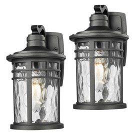 Darkaway Outdoor Porch Lights Wall Mount, Outside Light Fixtures Sconces Wall Lighting with Water Ripple Glass Waterproof Exterior Lights for Patio Yard House Hallway Doorway Garage