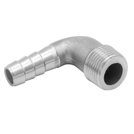 Stainless Steel Pipe Fitting, 90 Degree Hose Fitting, 3/4" Male Thread to 15mm Hose Barb for Water, Gas and Oil