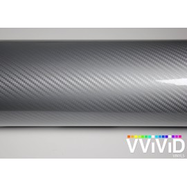 VVIVID Epoxy High Gloss Carbon Vinyl Automotive Wrap Film DIY Easy to Install No Mess (20ft x 5ft, Silver)