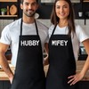 HUBBY & WIFEY - Matching Printed Aprons Couples Gift Set