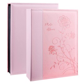 Miaikoe Photo Album 6x4 300 Photos Slip in, Extra Large Capacity Leather Cover Wedding Family Picture Albums Holds 300 Horizontal 10x15cm Landscape Photos(Pink)