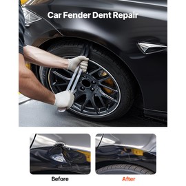 VEVOR Dent Puller Kit, Paintless Car Dent Removal Tool, Auto Fender Damage Repair Puller Lifter with Curved Rod, Crowbar, Rubber Hammer, Airbag, Detachable & Repair Pens, Replacement Heads Tools Kit