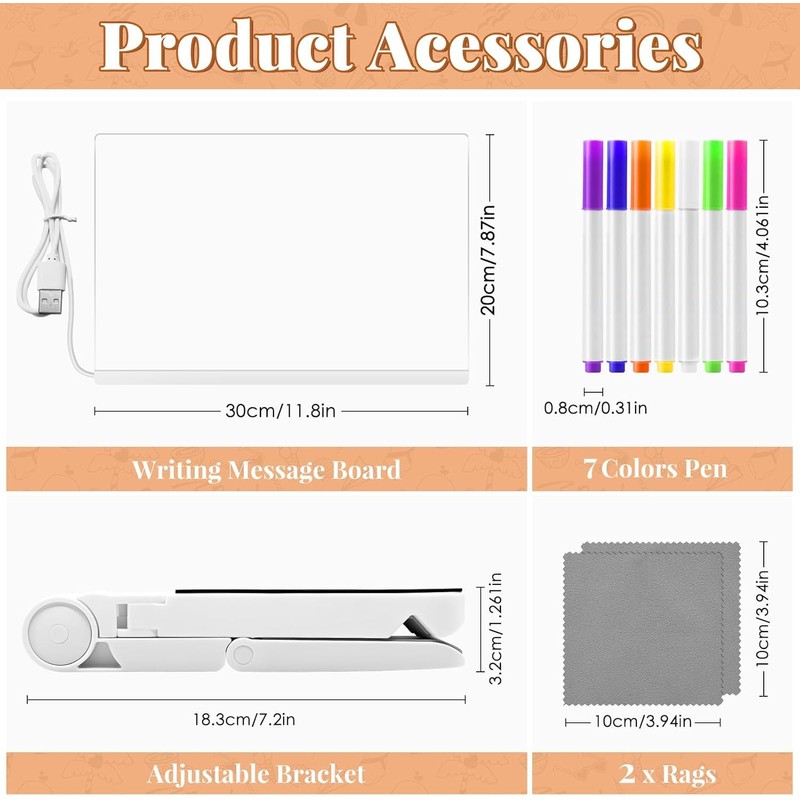 Magic LED Note Board, 7 Color Light-Up Acrylic Memo Board