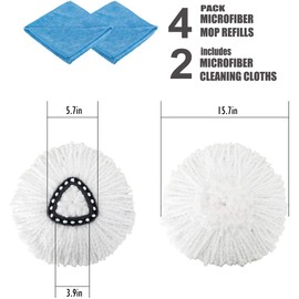 Replacement Mop Head Microfiber Spin Mop Refill Clean Pad Mop Head Refills Easy Cleaning Mop Head Replacement (4 Pack)