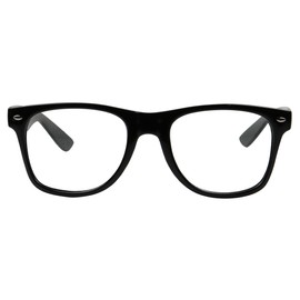 ShadyVEU Retro Round Eyeglasses for Men Women UV Protection Clear Lens Colorful Frame 80's Vintage Geek Nerd Fashion Shades (Black)