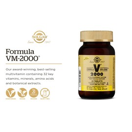 Solgar Formula VM-2000 (Multinutrient System), 180 Tablets - Premium Quality Multiple - Contains Zinc - Supports A Healthy Immune System - Vegan, Dairy Free, Kosher - 90 Servings