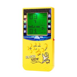 CZT Green light large screen Retro Brick game console built-in classic nostalgic puzzle 999 in 1 Block game room/outdoor/travel good partner children/student gifts (Yellow)