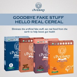 Lovebird Organic Gluten Free Cereal, Sampler Pack – Prebiotic Fiber, Gut Health, Low Sugar, Grain Free, Breakfast or Snack – Healthy Cereal Made With Real Food, 5 Pack, Kids & Adults