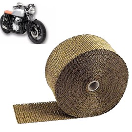 Rollo Cinta Térmica Escape Universal para Motocicleta y Auto – Fibra de Basalto de Alta Resistencia al Calor con Lazos Inoxidables | Aislante Protector Decorativo (Titanio, 5m x 5cm)