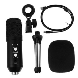 Vaguelly USB Condenser Microphone Tripod Stand Pc Mic for Gaming and Streaming Volume Control Vocal Performance Easy Installation for Online Classes and Podcasts