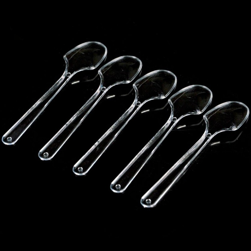 AKOAK 100 Count Disposable Mini Clear Plastic Spoons for Dessert,