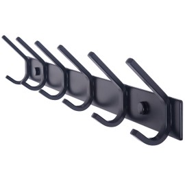 WEBI Coat Rack Wall Mounted,10 Hooks for Hanging Coats,30 Inch Hook Rack Hook Rail Coat Hanger Wall Mount for Backpack,Clothes,Jacket,Black,2 Packs