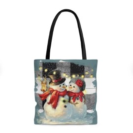 Unbranded Christmas Snowman and Wife Large Tote Bag Handbag Shoulder Bag