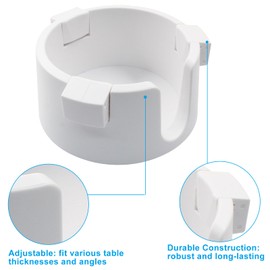 Jiozermi White Anti-Spill Cup Holder, Adjustable Spill Proof Drink Cup Holder, Non-Tipping Table Coaster for Home Bed Couch Office RV