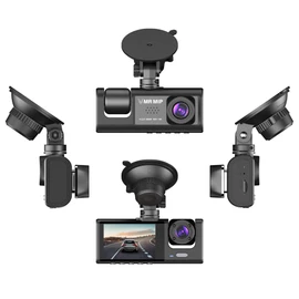 Mr MIP 3-Channel Full HD Dash Cam – 1296p Front, Interior & Dual 1080p Rear Cameras, 170° Wide Angle, Night Vision, Accident Recording, Parking Monitor & GPS