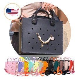 New Styles Popular EVA Rubber Tote Bag with Holes DIY Charms Waterproof Beach Shoulder Handbag for Beach Travelsize: 10.8*8.6*2.95 inches, Color: HYB-T06