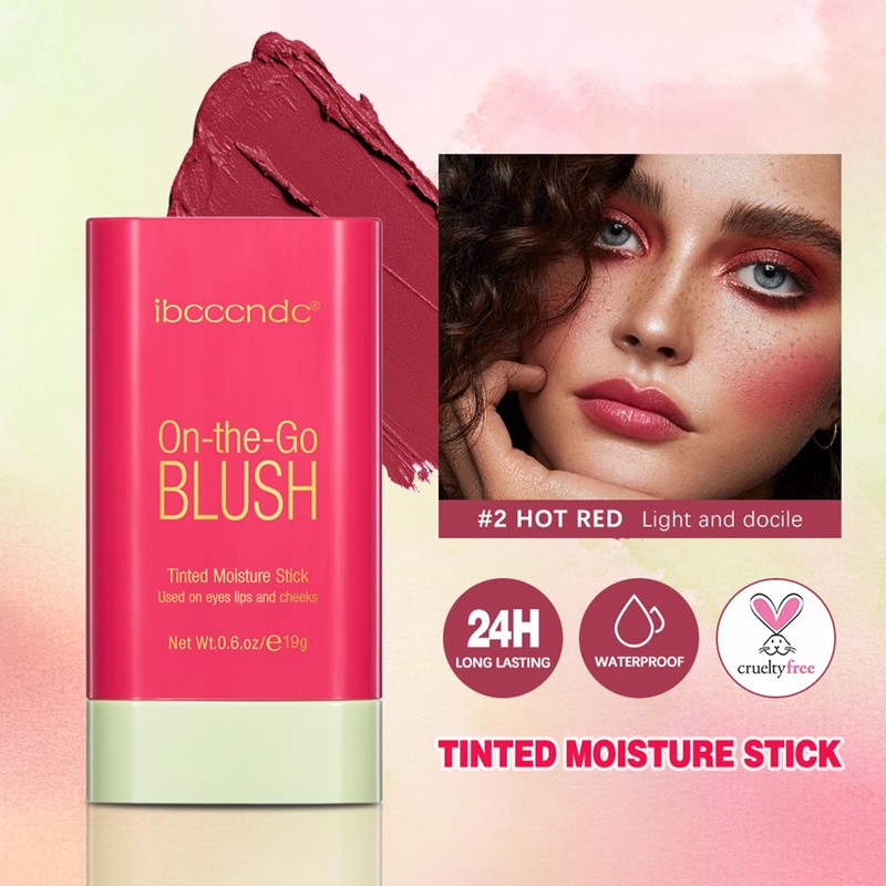 VIDIND Cream Stick Blush, 3-in-1 Multi-Purpose Blush for Cheeks, Eyes