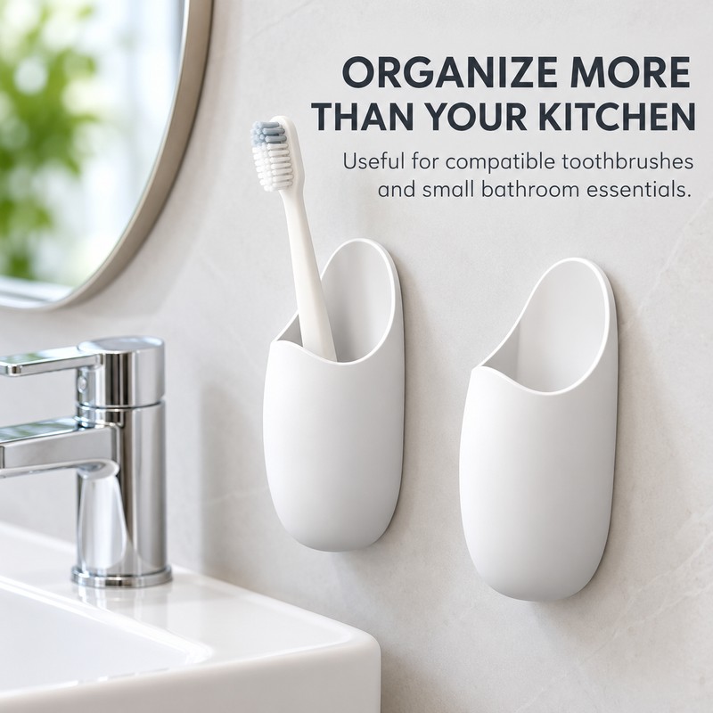 2-Pack Self-Adhesive Silicone Rice Paddle Holders – Wall-Mounted Kitchen Utensil