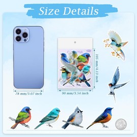 Pack of 40 Small Bird Stickers, Transparent Birds Scrapbook Stickers, Waterproof Scrapbooking Stickers, Birds, PET Colourful Birds Stickers for Diaries, Laptop, Luggage, Wall, Scrapbooking, Mobile