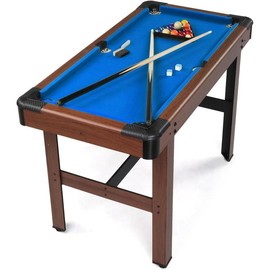 PEXMOR 48" Pool Table, Billiard Game Table for Kids and Adults, Mini Pool Table Set Indoor & Outdoor for Game Room Family with Balls, Cues, Chalk, Brush and Triangle - Color: Blue