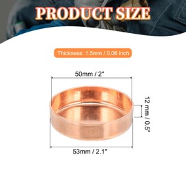 PATIKIL 2 Inch ID Copper Pipe End Cap, 3 Pack Copper Fitting Cap Sweat Plug Solder Connection for Plumbing HVAC Air Conditioner