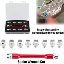 Fyearfly Spoke Wrench Set, 10 Sizes 5.0-6.8 Length 93mm Motorcycle Spoke Wrench CNC Spanner Wrench Set, Universal Spoke Nipples with Package Case for Most Motorbike(Red)