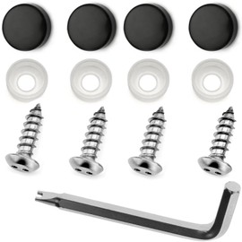 LFParts Stainless Steel Rust Resistant License Plate Frame Security Anti-Theft Screws Fasteners (M6x20mm Self-Tapping, Black Caps)