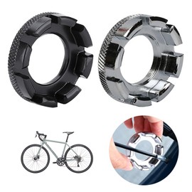 Pack of 2 Bicycle Spoke Wrenches, 8-Way Bicycle Wheel Spoke Tensioner, 6 Sizes, 10-15 Gauge Tightening Tool, Universal Spoke Tool, Bicycle Wheel Nipple Tensioner for Centring Repairing (Silver +