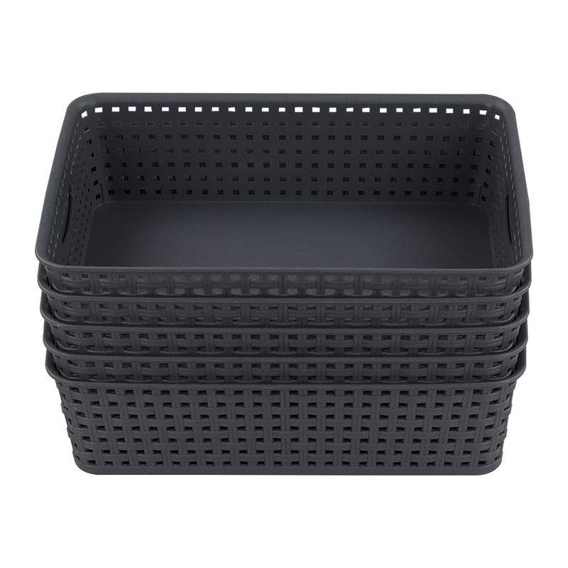Easymanie A4 Paper Plastic Storage Basket Tray, 5 Packs, Grey