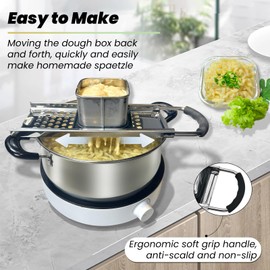 Spaetzle Maker, Premium Grade Stainless Steel Spaetzle Press and Spider Strainer, Efficient Homemade Spaetzle and Knoepfle, Dishwasher Safe Spaetzle Noodle Maker for Pots Up to 30 CM