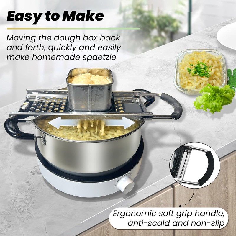 Spaetzle Maker, Premium Grade Stainless Steel Spaetzle Press and Spider