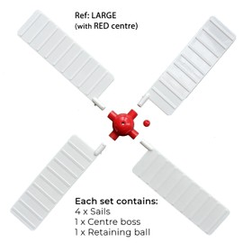 Replacement Sails for Garden Windmill. Ref: LARGE with RED centre. Genuine Windmill-Blades/Fling Promotions. Only replace your sails with same colour centre either RED or WHITE - see other listings.