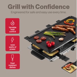 Swissmar Geneva Raclette Grill with Reversible Cast Aluminum Grill Top - Perfect for outdoor & Indoor Electric Raclette Grill & Griller - Barbeque Bonding - 8-Person
